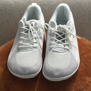 White and Gray Athletic Sneakers Wide toe box